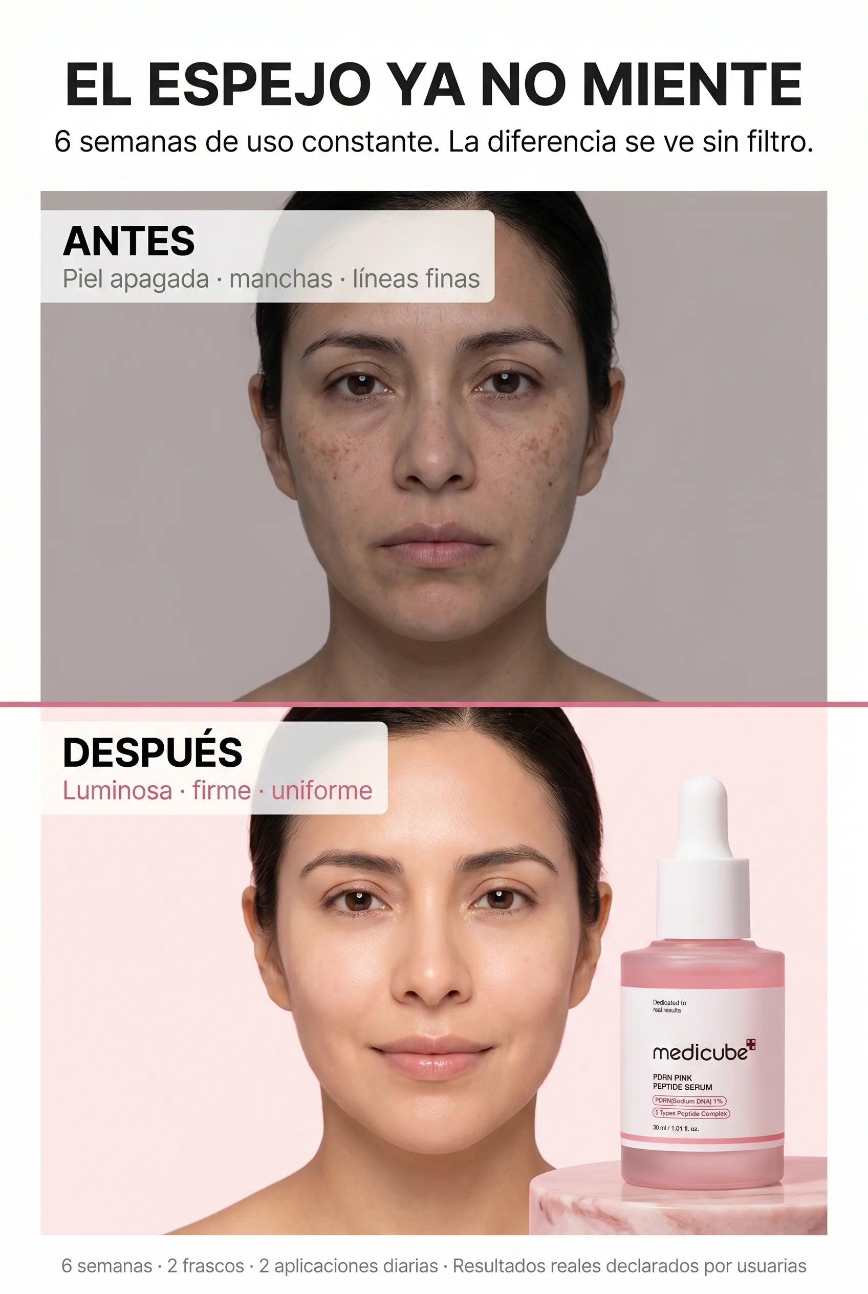 medicube-pdrn-pink — Antes y Despues